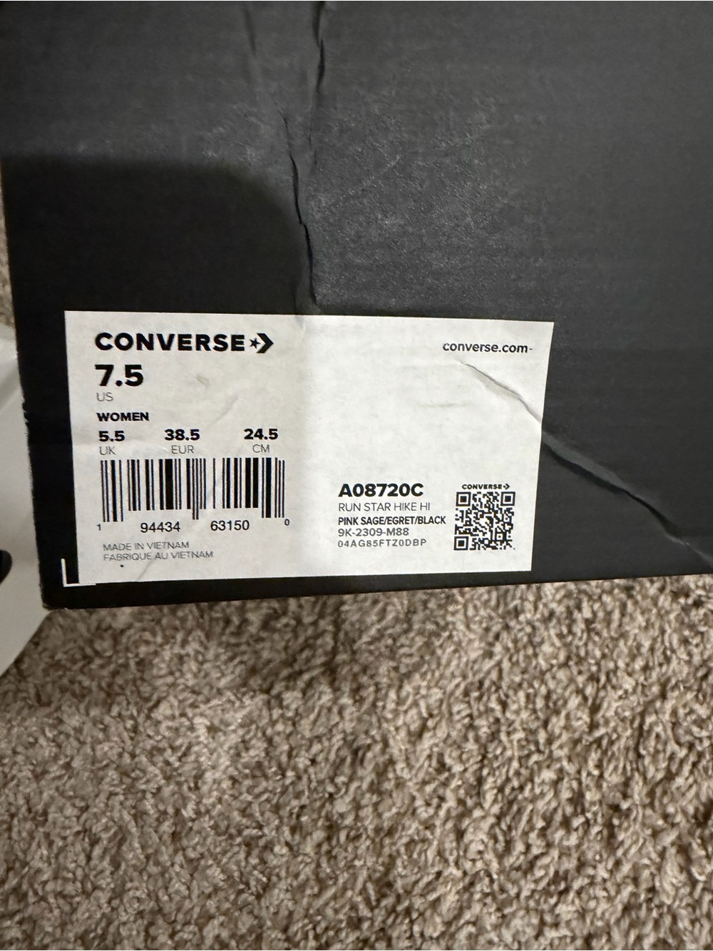 Converse Run Star Hike Quilted High Top Sneakers - Pink Size 7.5 - Picture 3 of 3